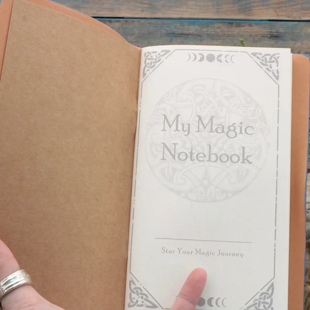 Leather Bound Crystal Journal - Chakra  Flower of Life Design