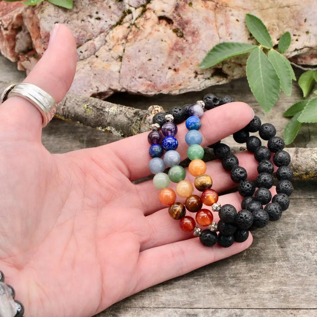 Chakra And Lava Bracelet