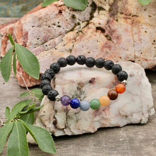 Chakra And Lava Bracelet